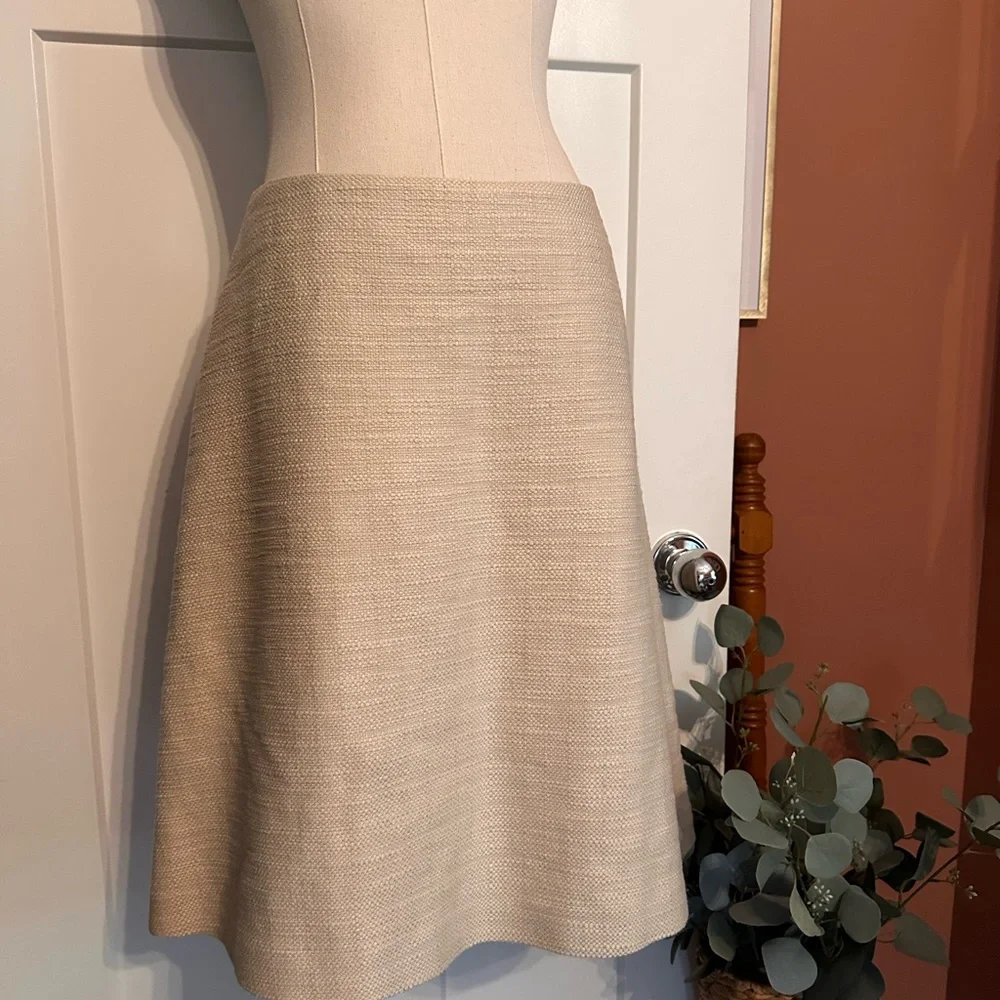 Tory Burch Denise A-line cream silk lined 8 zipper tweed textured mini skirt - Picture 9 of 15